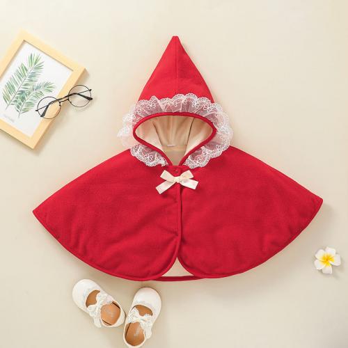 Polyester With Siamese Cap Children Cloak & thermal patchwork Solid red PC