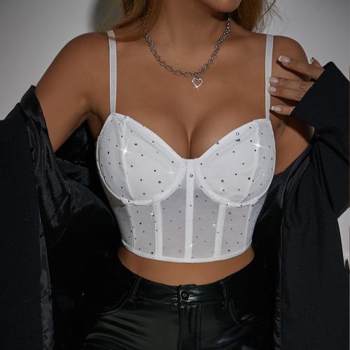 Polyester Push Up Camisole midriff-baring & see through look iron-on Solid PC