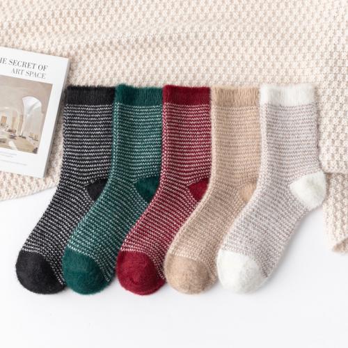 Polyester Short Tube Socks sweat absorption & thermal printed striped mixed colors : Bag