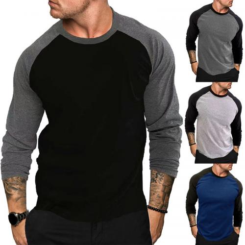 Polyester Men Long Sleeve T-shirt & loose Solid PC
