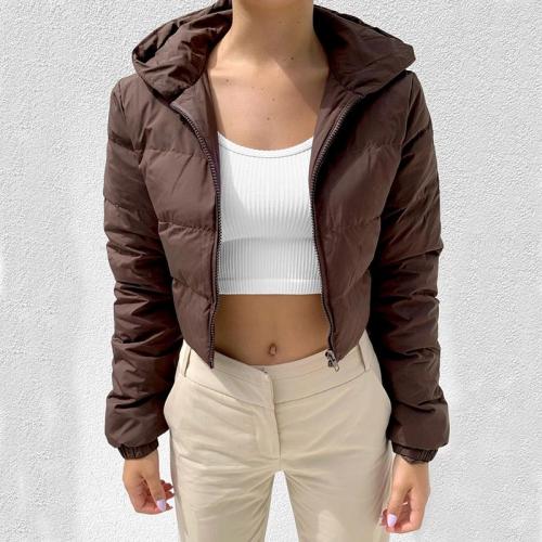 Polyester Women Parkas slimming Solid brown PC