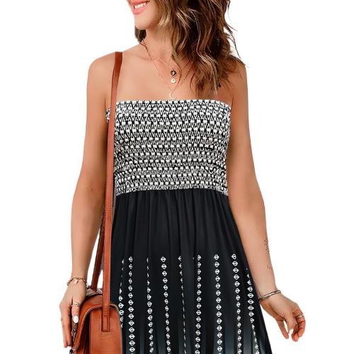 Polyester Slim Tube Top Dress & off shoulder printed white and black PC