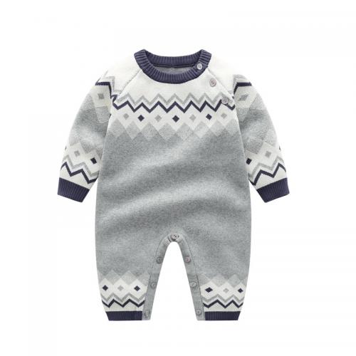 Cotton Soft Baby Jumpsuit & thermal & breathable printed Solid gray PC