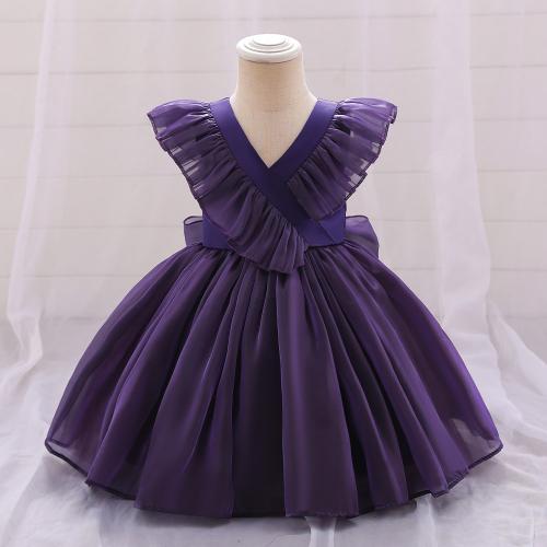 Gauze & Cotton Soft & Ball Gown Girl One-piece Dress & breathable Solid PC
