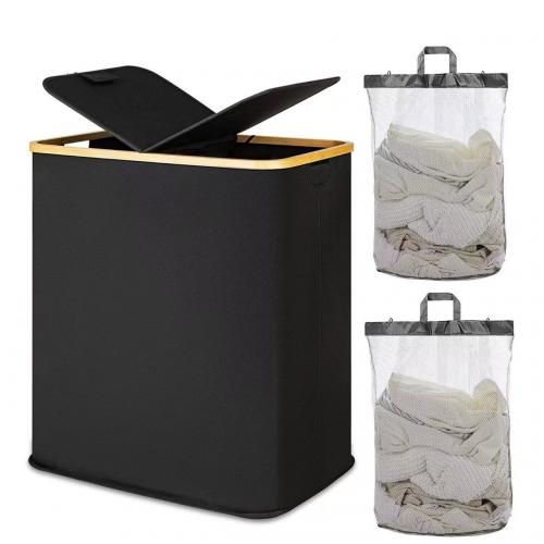 Oxford & Canvas foldable Storage Basket dustproof & large capacity Bamboo Solid PC