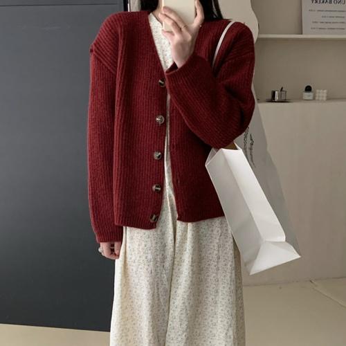 Acrylique & Polyester Femmes Cardigan Tricoté Solide plus de couleurs pour le choix : pièce
