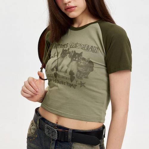 Coton T-shirts femmes à manches courtes Imprimé plus de couleurs pour le choix pièce