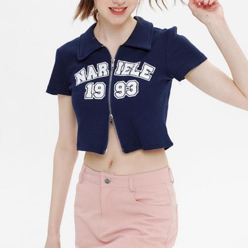 Polyester & Katoen Vrouwen korte mouw T-shirts Brief meer kleuren naar keuze stuk