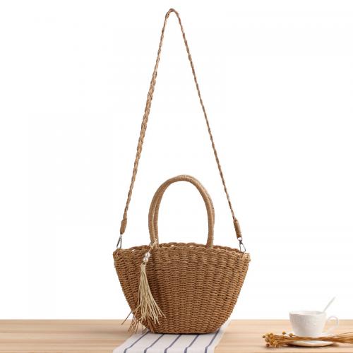 Paper Rope Easy Matching Woven Tote attached with hanging strap PC