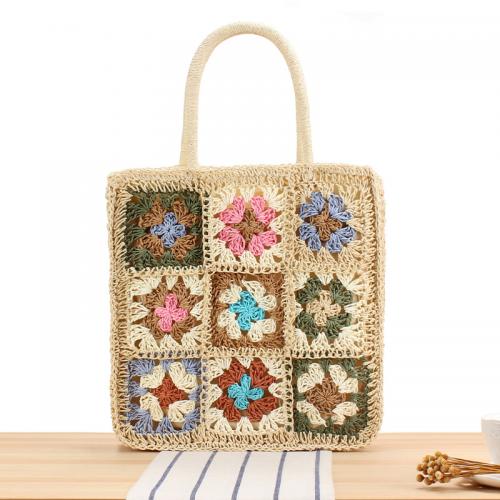 Paper Rope Easy Matching Woven Tote attached with hanging strap floral PC