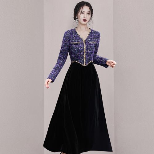 Polyester High Waist One-piece Dress slimming & two piece black Set