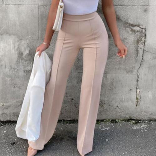 Polyester Slim & bell-bottom Women Long Trousers patchwork Solid PC
