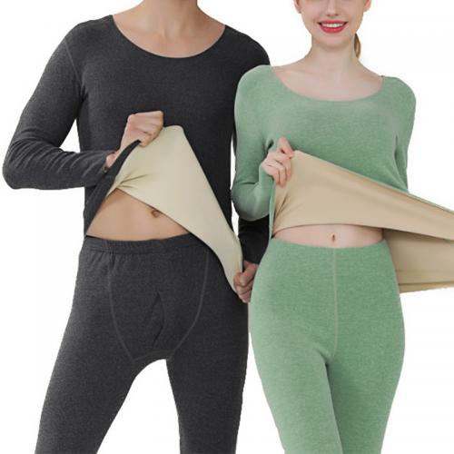 Tissu mixte & Polyester Ensemble de sous-vêtements thermiques de couple Solide plus de couleurs pour le choix Ensemble
