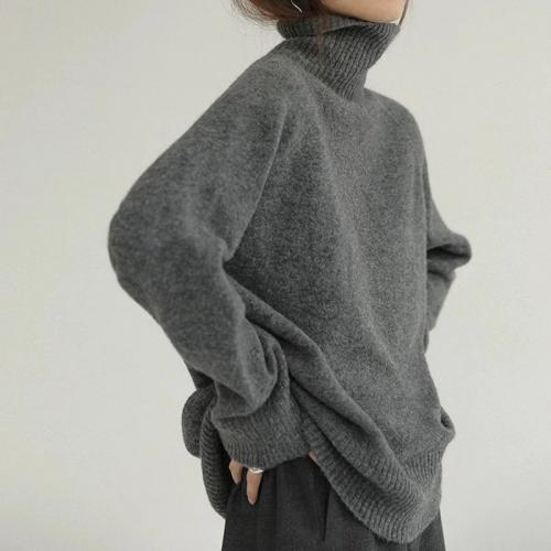 Viscose & Polyester Women Sweater loose & thermal knitted Solid : PC