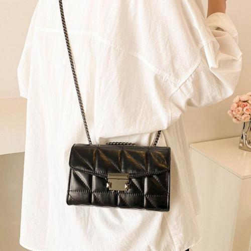 PU Leather Box Bag Shoulder Bag with chain & durable Argyle PC