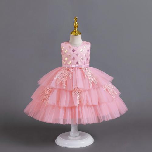 Sequin & Polyester & Cotton Soft & Princess & Ball Gown Girl One-piece Dress Solid PC