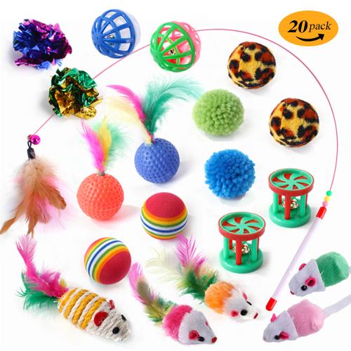 Sisal hennep & Feather & Polyester Grappige Kat Speelgoed Set Instellen