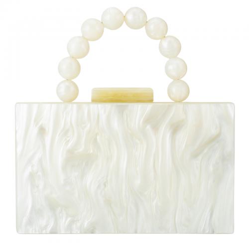 Acrylic hard-surface & Easy Matching Clutch Bag with chain white PC