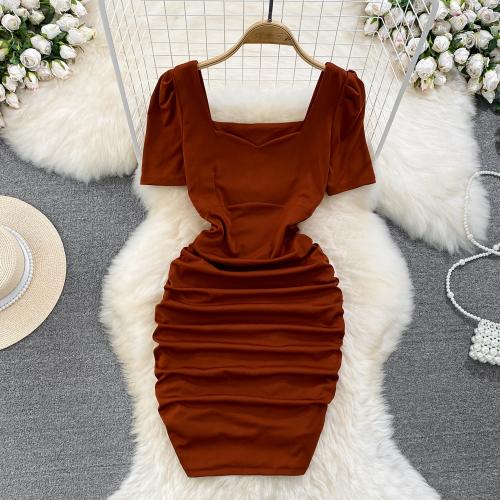 Acrylic Waist-controlled Sexy Package Hip Dresses breathable Solid : PC