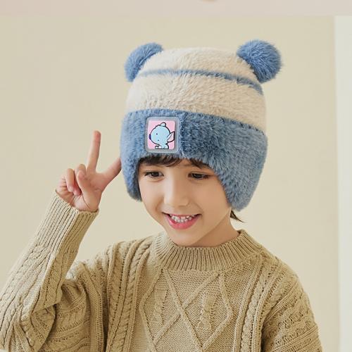 Polyester Children Ear Hat thicken & thermal & unisex knitted Cartoon PC