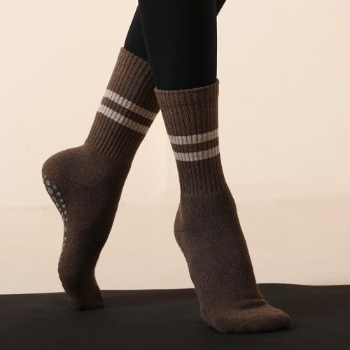 Cotton Women Yoga Sock sweat absorption & anti-skidding Spandex striped : Pair