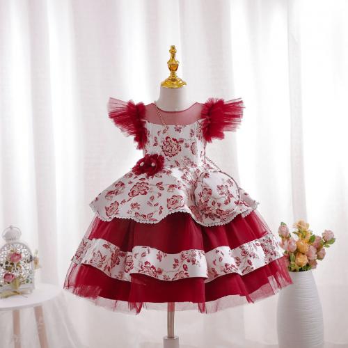Polyester Ball Gown Girl One-piece Dress Cute Bag printed shivering PC