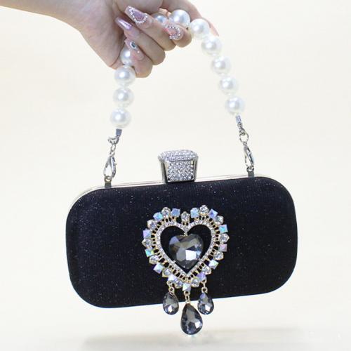 Polyester Easy Matching Clutch Bag with rhinestone Plastic Pearl PC