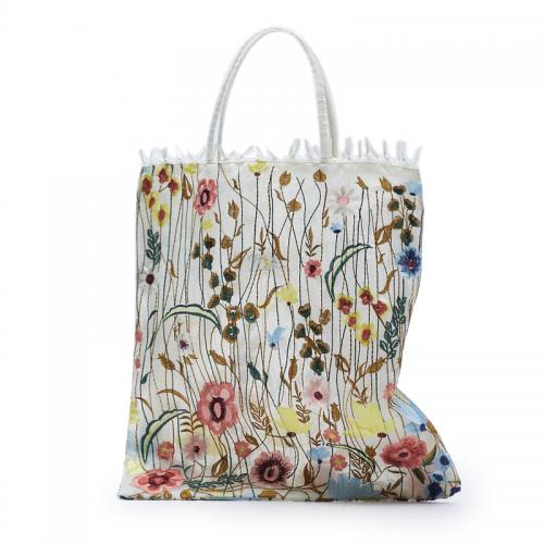 Polyester Easy Matching Handbag durable & large capacity & soft surface & embroidered floral mixed colors PC