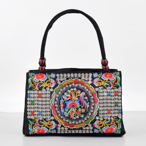 Canvas & Polyester Easy Matching & Vintage Handbag large capacity & soft surface & embroidered PC