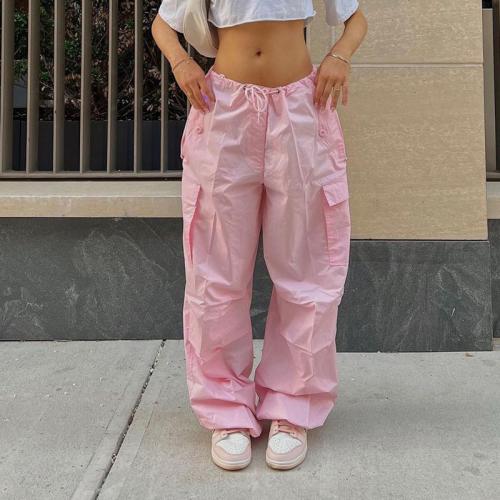 Polyester Wide Leg Trousers Women Long Trousers & with pocket PC