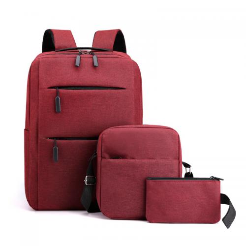Polyester Backpack large capacity & with USB interface & three piece Solid PC