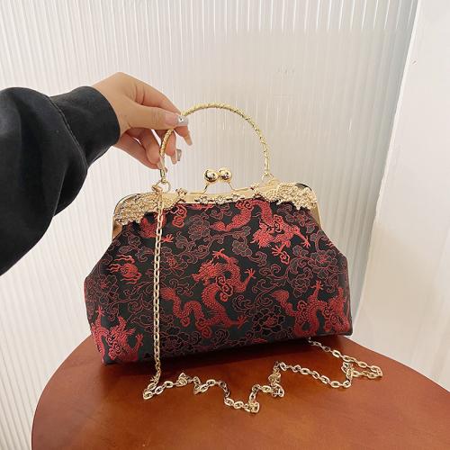 Figured Cloth Easy Matching Handbag with chain & soft surface & embroidered mixed pattern PC