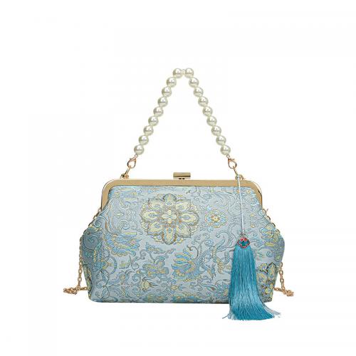 Cloth Easy Matching & Tassels Handbag with chain & soft surface & embroidered floral PC