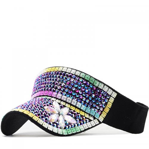 Sequin & Polyester Easy Matching Sun Visor Cap sun protection & with rhinestone black PC