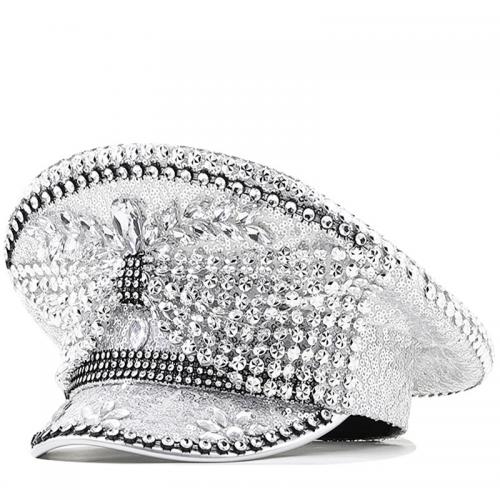 Sequin & Polyester Easy Matching Army Cap sun protection & with rhinestone silver PC