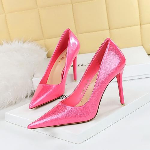 Patent Leather Stiletto High-Heeled Shoes Pair