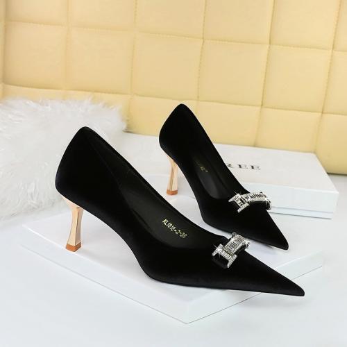Suede Stiletto High-Heeled Shoes & with rhinestone Pair