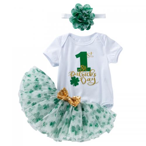 Polyester Baby kleding set Hoofdband & Rok & Teddy Afgedrukt ander keuzepatroon meer kleuren naar keuze Instellen
