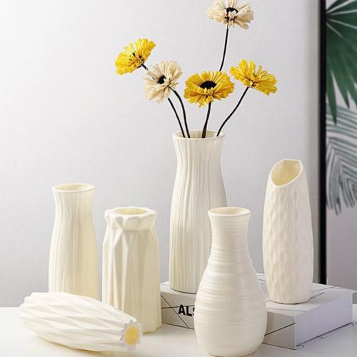 PE Kunststoff Vase, Solide, Weiß,  Stück