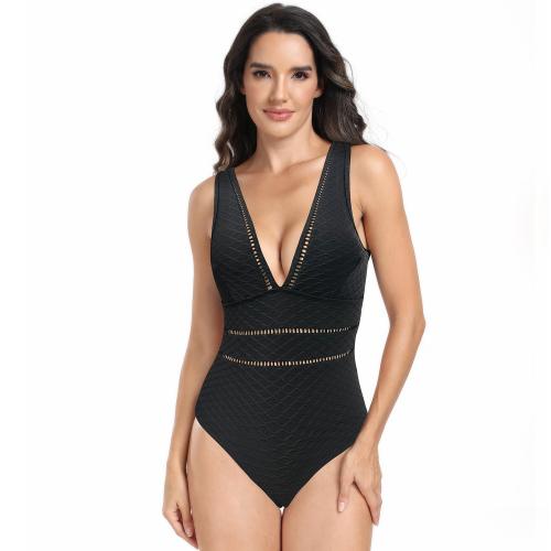 Polyester One-piece Swimsuit slimming & backless Solid PC