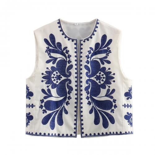 Polyester Women Vest slimming embroidered floral PC