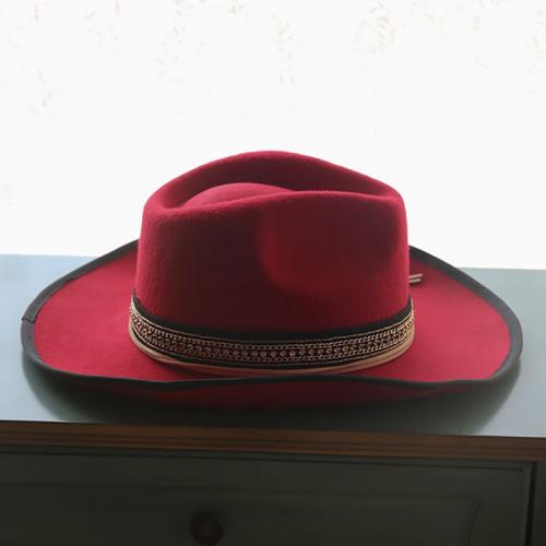 Lana Sombrero de Fedora, Sólido, rojo,  trozo