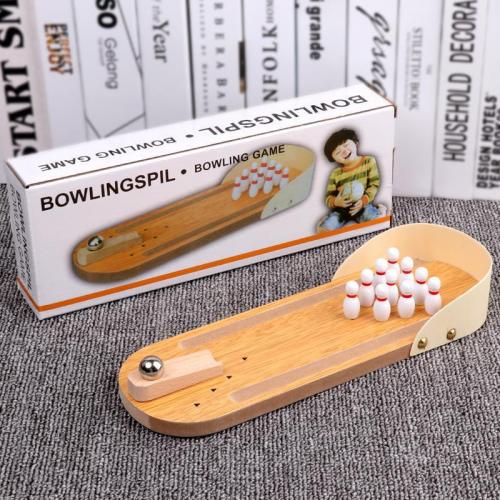 Wooden Creative Mini Desktop Bowling khaki PC