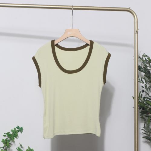 Polyester & Cotton Slim Women Sleeveless T-shirt flexible patchwork : PC