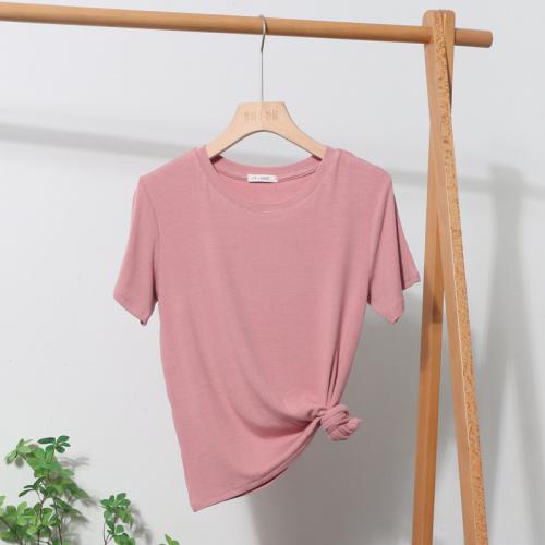 Polyester & Cotton Women Short Sleeve T-Shirts slimming Solid : PC