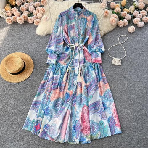 Polyester Einteiliges Kleid, Gedruckt, unterschiedliche Farbe und Muster für die Wahl, mehr Farben zur Auswahl,  Stück