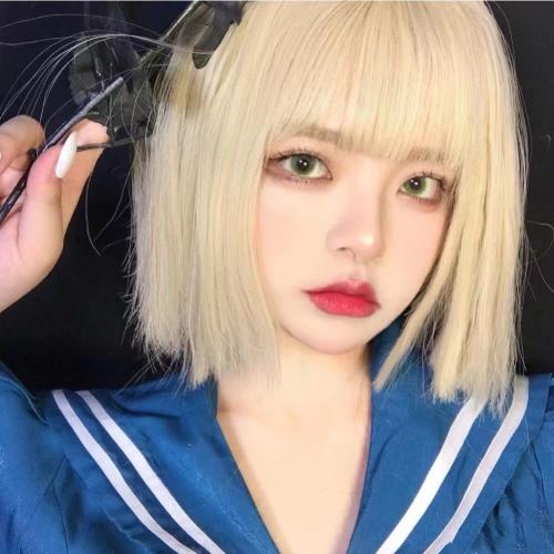 High Temperature Fiber short hair & can be permed and dyed Wig for women gold PC