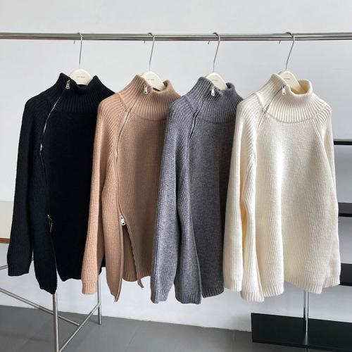 Spandex Women Sweater autumn and winter design & loose knitted Solid : PC