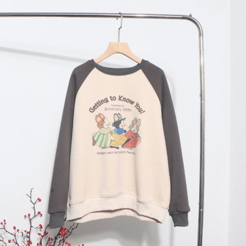 Polyester & Cotton Women Sweatshirts thick fleece printed Cartoon PC
