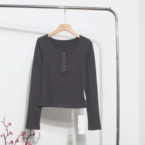 Polyester Women Long Sleeve T-shirt slimming Solid : PC